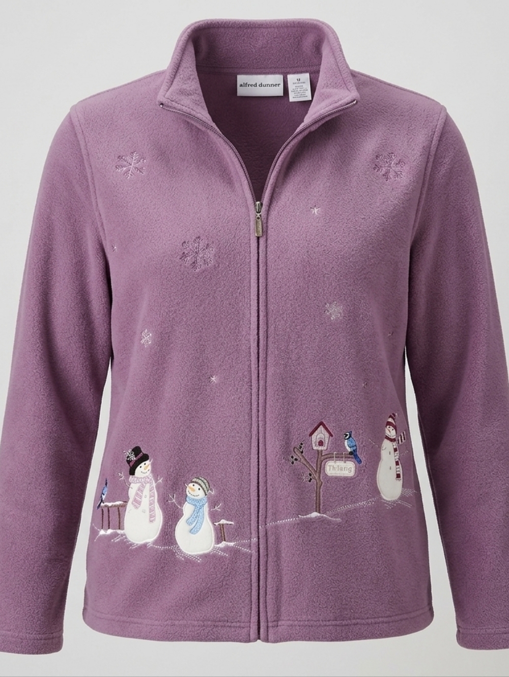 Northern Reflections Purple Winter Snowman Fleece Full Zip Women's Jacket Size L